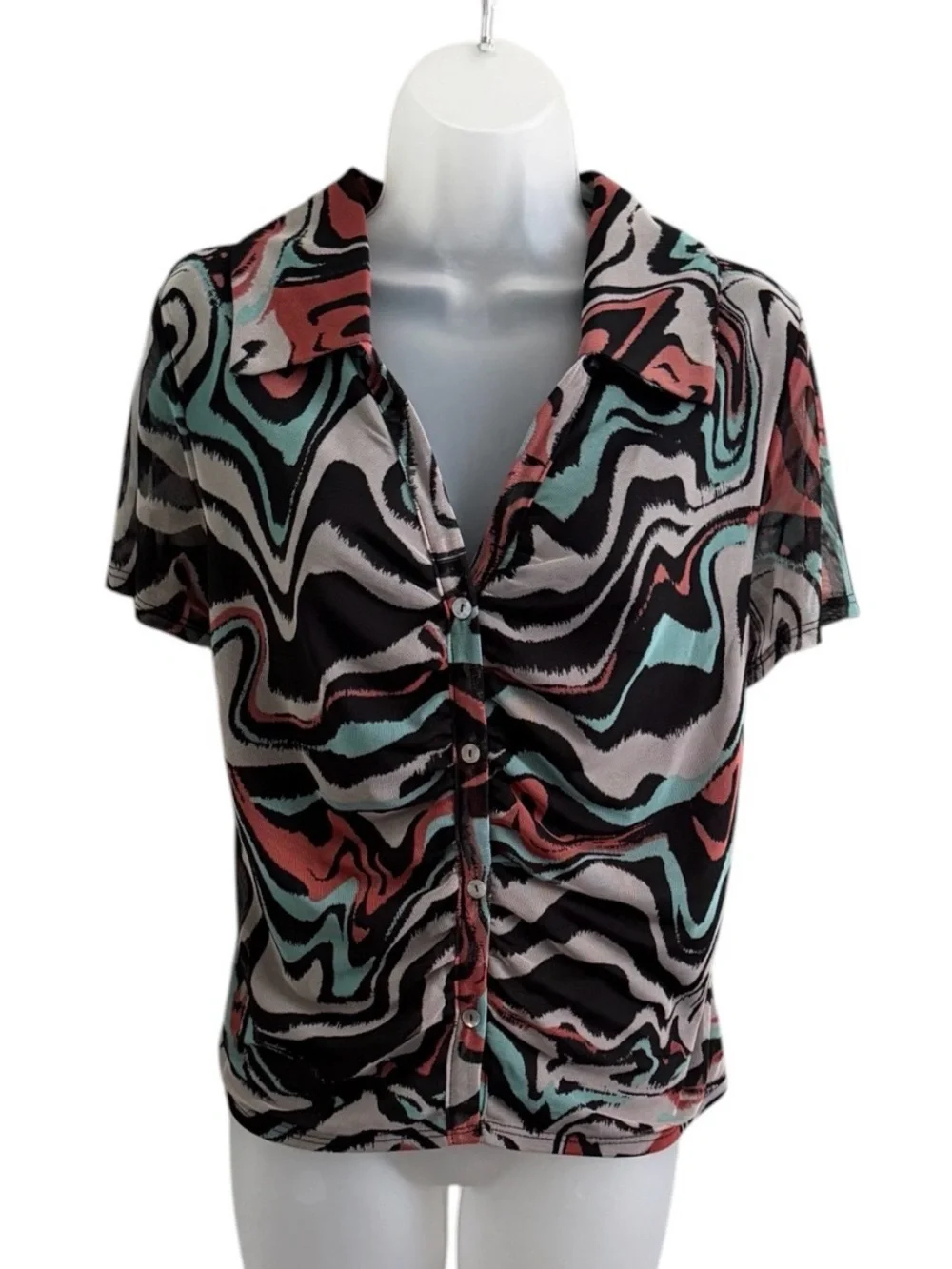 Kim & Cami Psychedelic Swirl Ruching Top